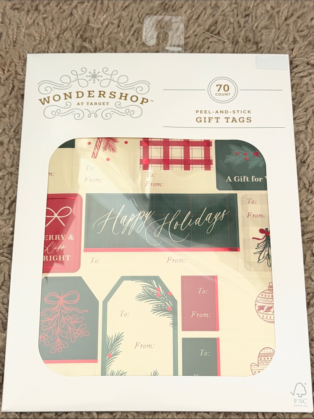 Wondershop Holiday Gift Tags - Green & Burgundy